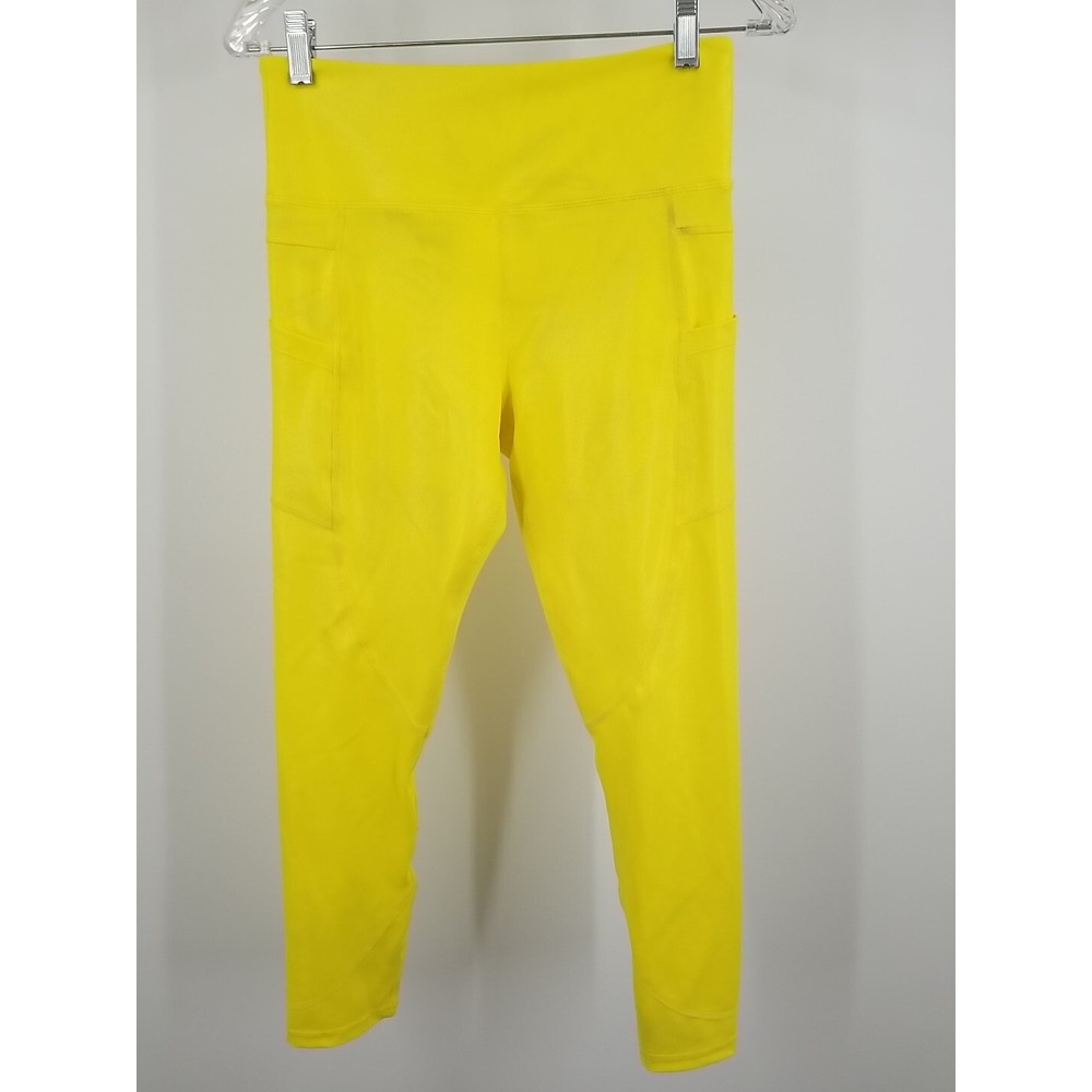 Zyia Active Women Neon Yellow Compression Leggings Size 8-10 Skinny Gym Running